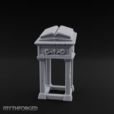 Scroll-Carved Tome-Splayed Scholar's Book Lectern Miniature for Dungeons and Dragons, Pathfinder or other TTRPGs