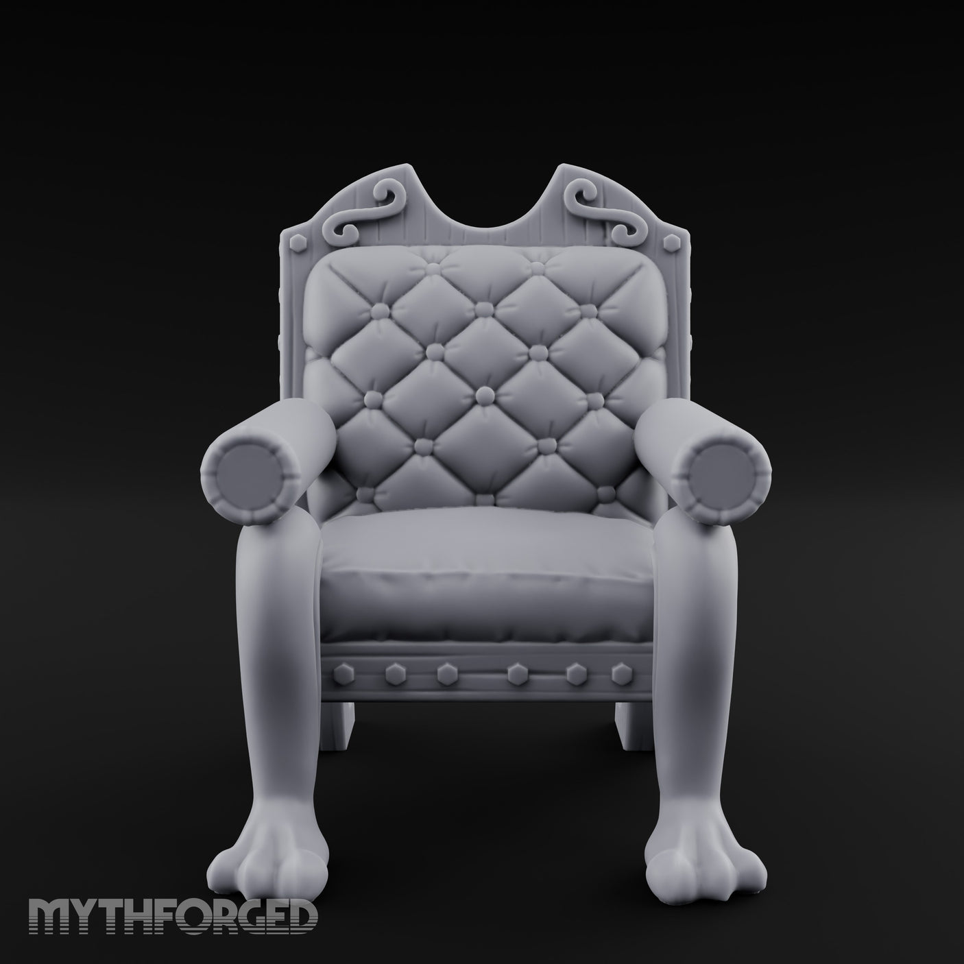 Scroll-Crested Claw-Footed Noble Captain's Throne Chair
