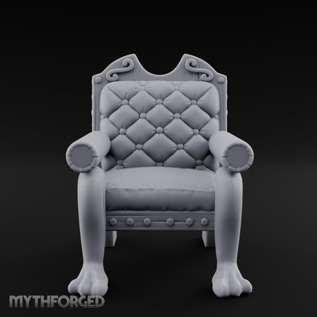 Scroll-Crested Claw-Footed Noble Captain's Throne Chair Miniature for Dungeons and Dragons, Pathfinder or other TTRPGs