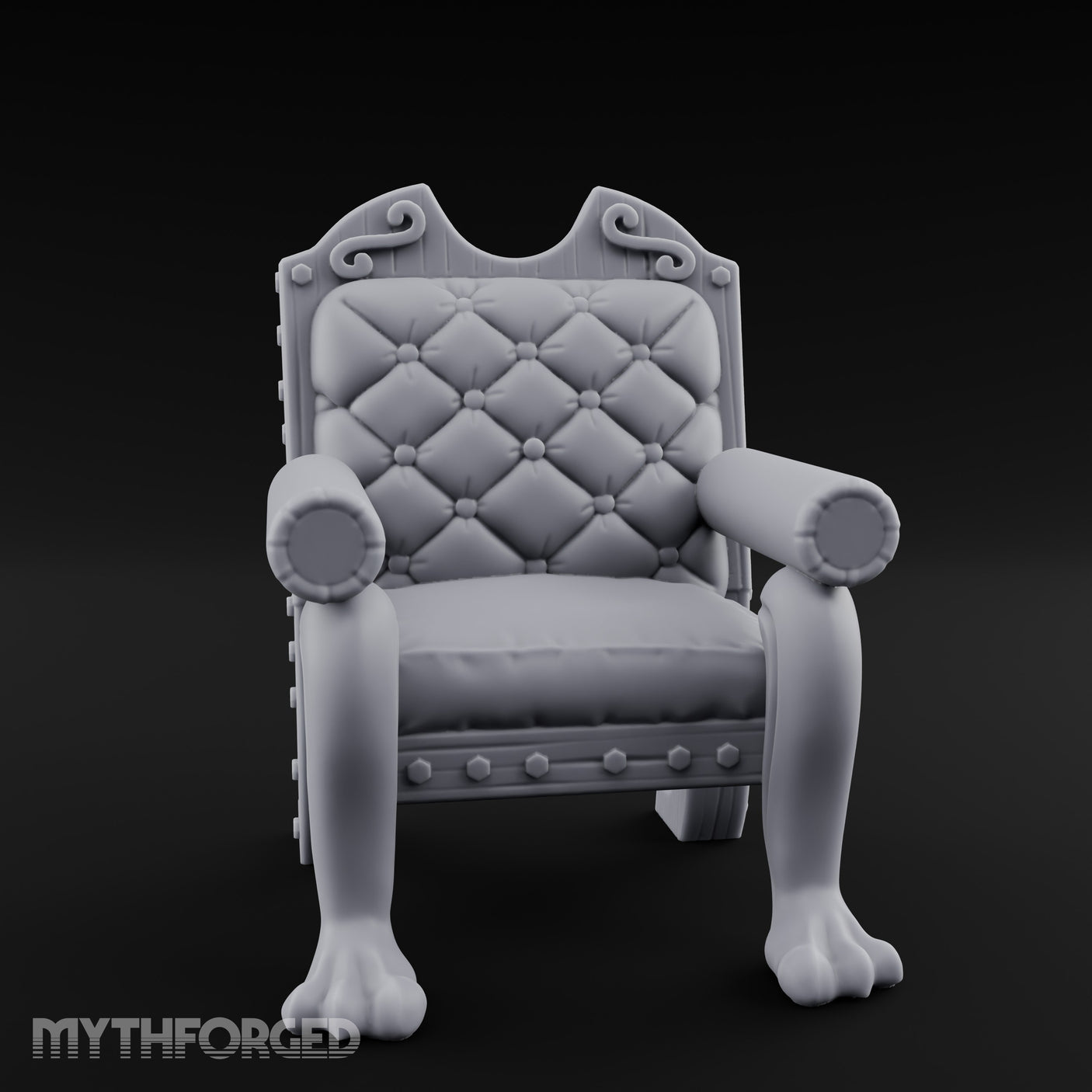 Scroll-Crested Claw-Footed Noble Captain's Throne Chair gallery 1