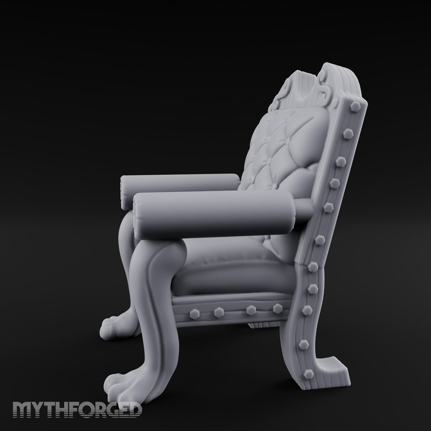 Scroll-Crested Claw-Footed Noble Captain's Throne Chair gallery 7