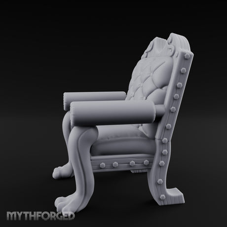 Scroll-Crested Claw-Footed Noble Captain's Throne Chair Miniature for Dungeons and Dragons, Pathfinder or other TTRPGs