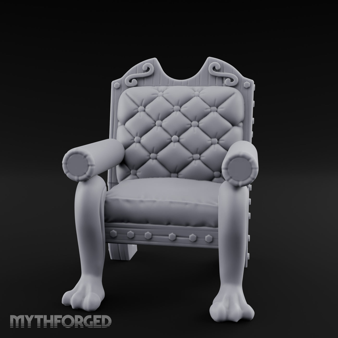 Scroll-Crested Claw-Footed Noble Captain's Throne Chair gallery 9