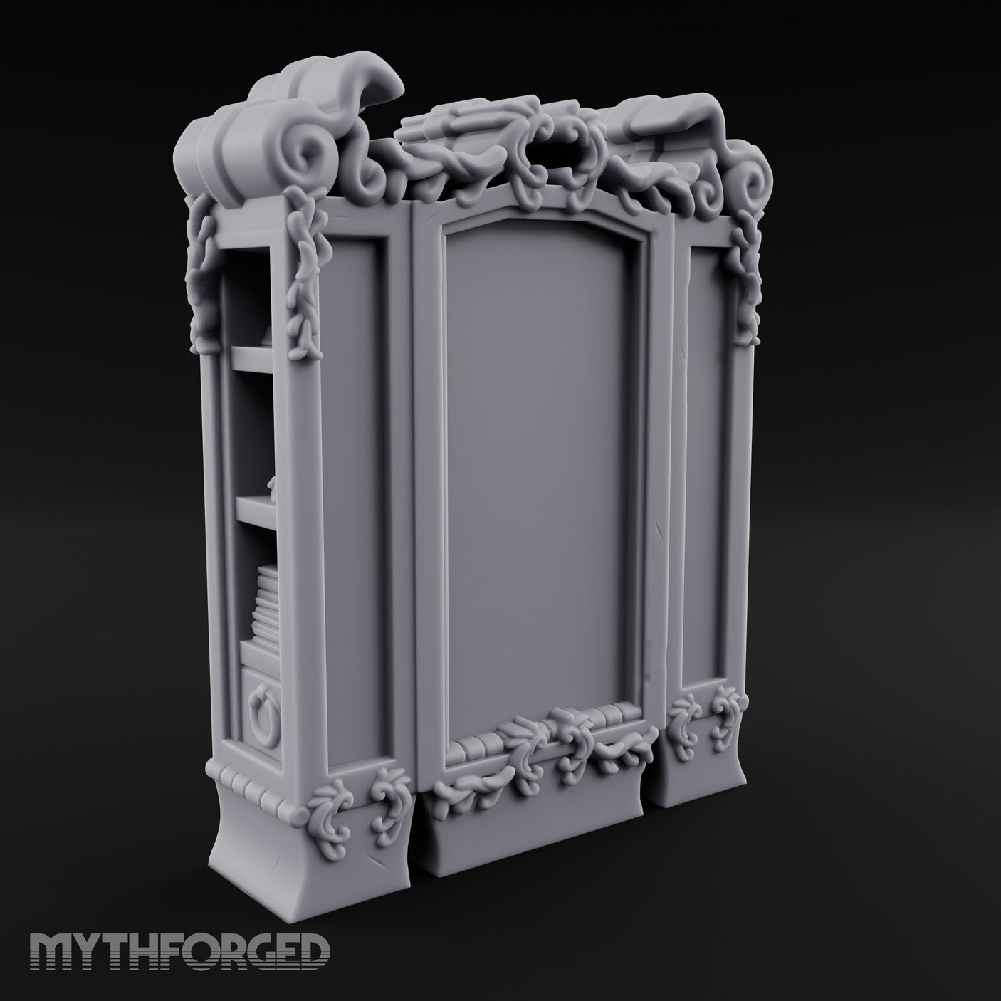 Scroll-Crowned Filigree-Framed Noble Wardrobe Miniature for Dungeons and Dragons, Pathfinder or other TTRPGs