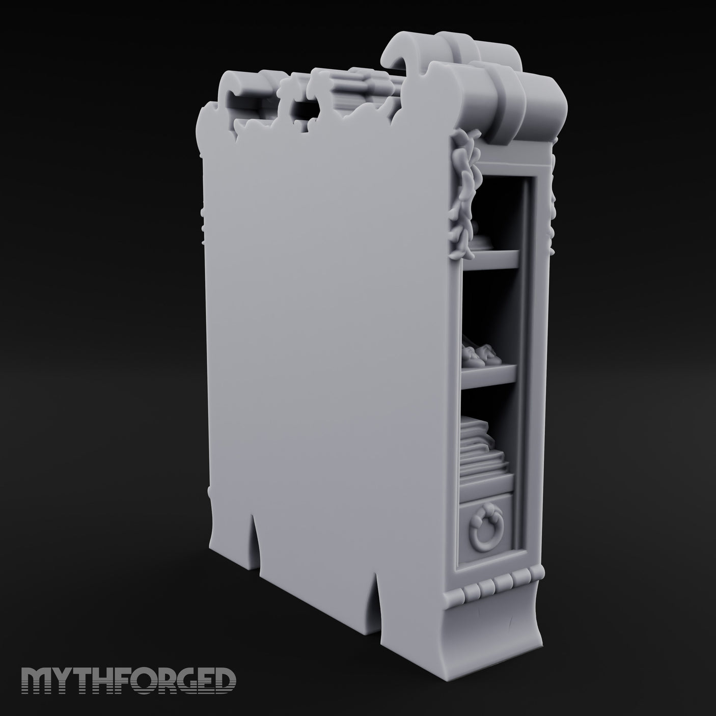 Scroll-Crowned Filigree-Framed Noble Wardrobe Miniature for Dungeons and Dragons, Pathfinder or other TTRPGs