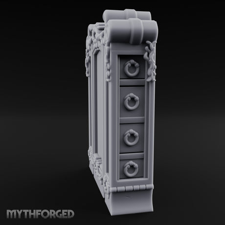 Scroll-Crowned Filigree-Framed Noble Wardrobe Miniature for Dungeons and Dragons, Pathfinder or other TTRPGs