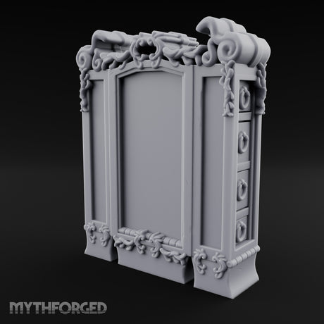 Scroll-Crowned Filigree-Framed Noble Wardrobe Miniature for Dungeons and Dragons, Pathfinder or other TTRPGs