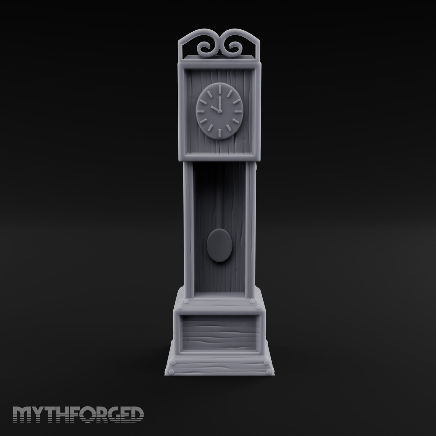 Scroll-Crowned Pendulum-Faced Grandfather Clock Miniature for Dungeons and Dragons, Pathfinder or other TTRPGs