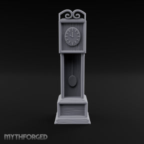 Scroll-Crowned Pendulum-Faced Grandfather Clock Miniature for Dungeons and Dragons, Pathfinder or other TTRPGs