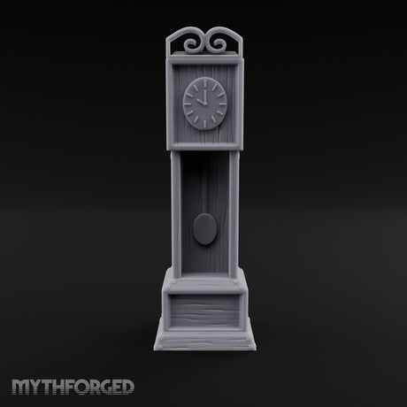 Scroll-Crowned Pendulum-Faced Grandfather Clock Miniature for Dungeons and Dragons, Pathfinder or other TTRPGs