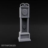 Scroll-Crowned Pendulum-Faced Grandfather Clock Miniature for Dungeons and Dragons, Pathfinder or other TTRPGs