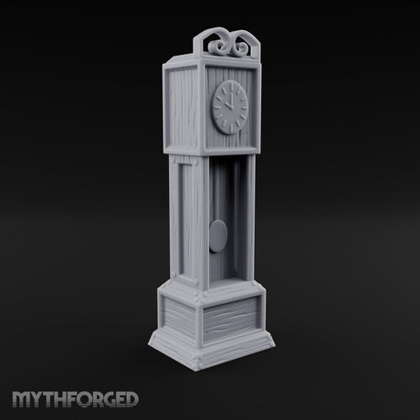 Scroll-Crowned Pendulum-Faced Grandfather Clock Miniature for Dungeons and Dragons, Pathfinder or other TTRPGs
