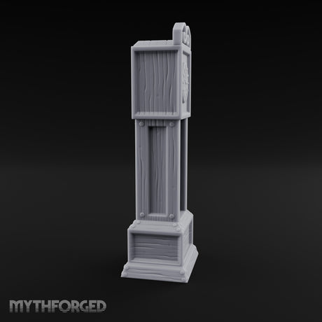 Scroll-Crowned Pendulum-Faced Grandfather Clock Miniature for Dungeons and Dragons, Pathfinder or other TTRPGs