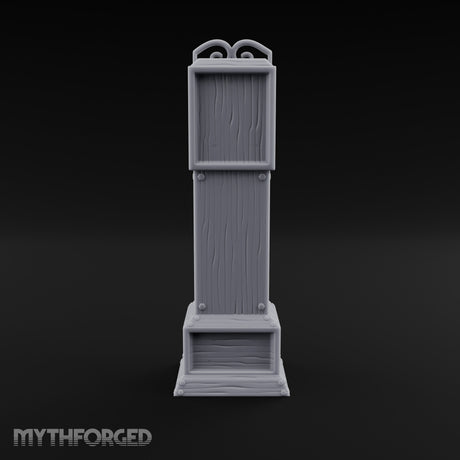 Scroll-Crowned Pendulum-Faced Grandfather Clock Miniature for Dungeons and Dragons, Pathfinder or other TTRPGs