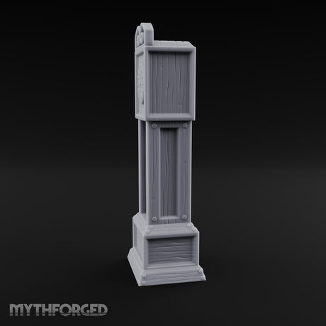 Scroll-Crowned Pendulum-Faced Grandfather Clock Miniature for Dungeons and Dragons, Pathfinder or other TTRPGs