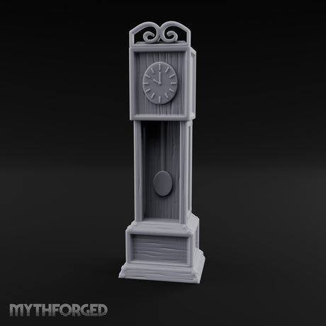 Scroll-Crowned Pendulum-Faced Grandfather Clock Miniature for Dungeons and Dragons, Pathfinder or other TTRPGs