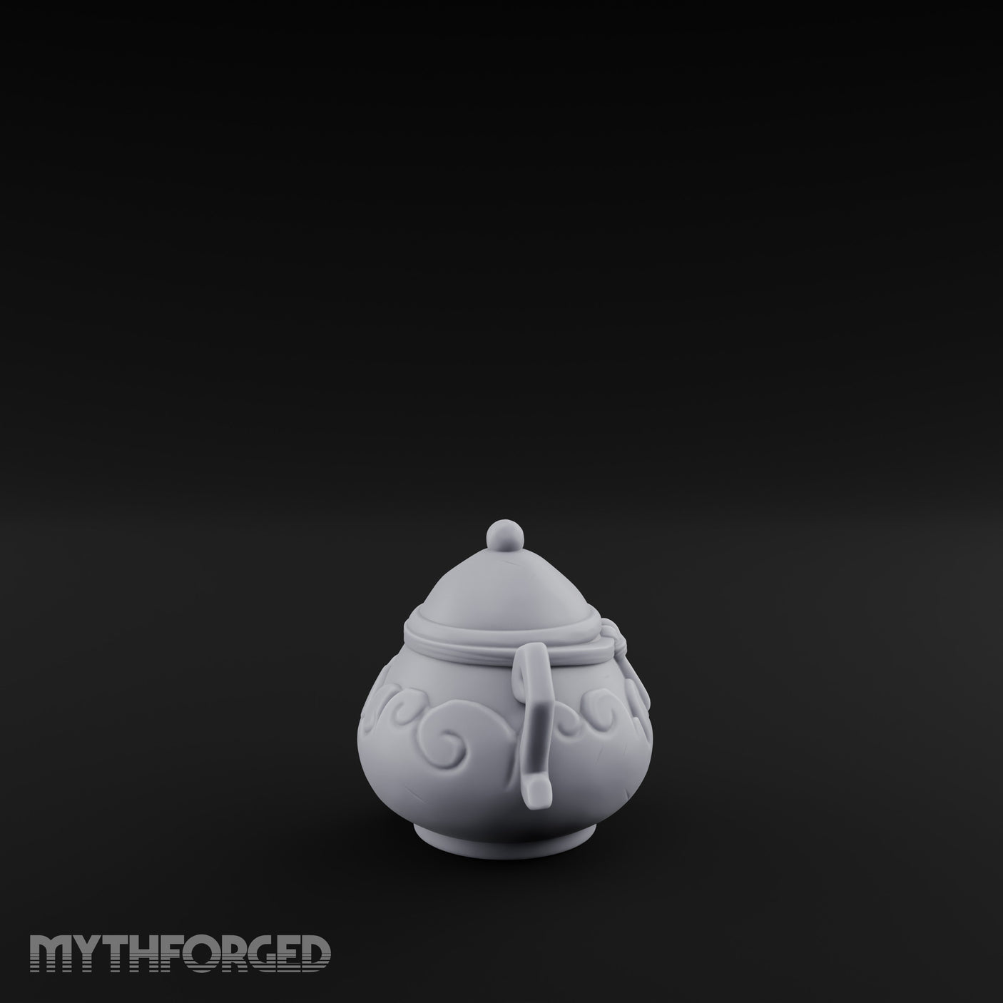 Scroll-Etched Knob-Lidded Decorative Ceramic Urn gallery 1