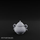 Scroll-Etched Knob-Lidded Decorative Ceramic Urn gallery 3