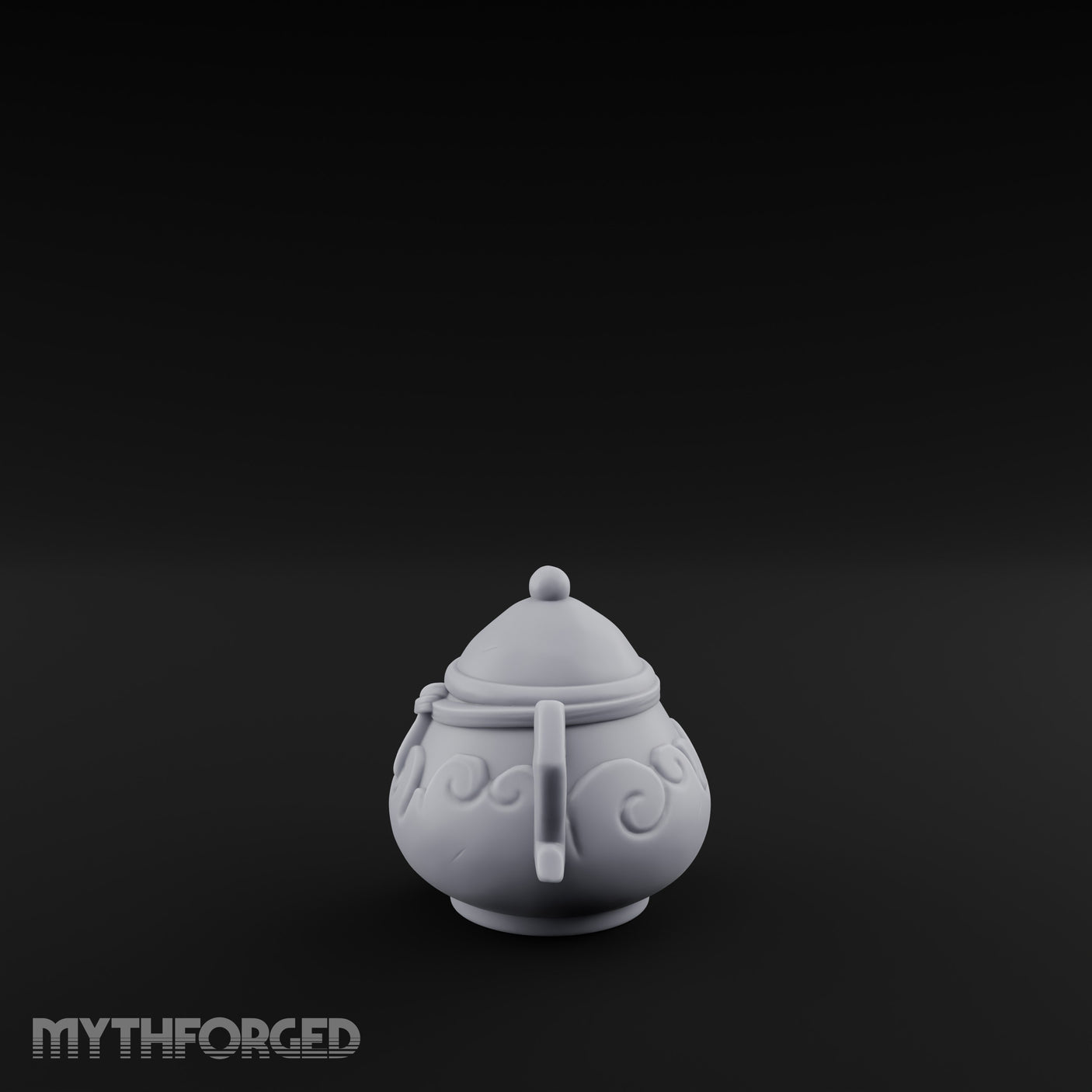 Scroll-Etched Knob-Lidded Decorative Ceramic Urn gallery 5