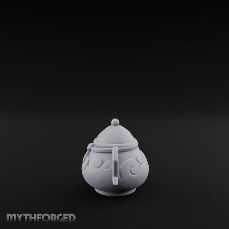 Scroll-Etched Knob-Lidded Decorative Ceramic Urn Miniature for Dungeons and Dragons, Pathfinder or other TTRPGs