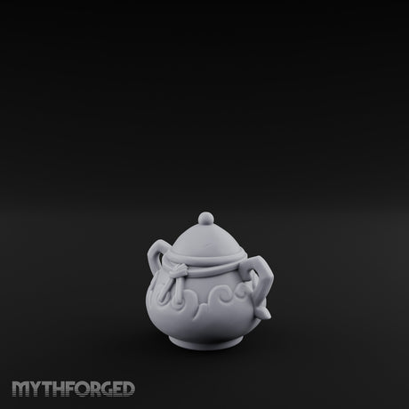 Scroll-Etched Knob-Lidded Decorative Ceramic Urn Miniature for Dungeons and Dragons, Pathfinder or other TTRPGs