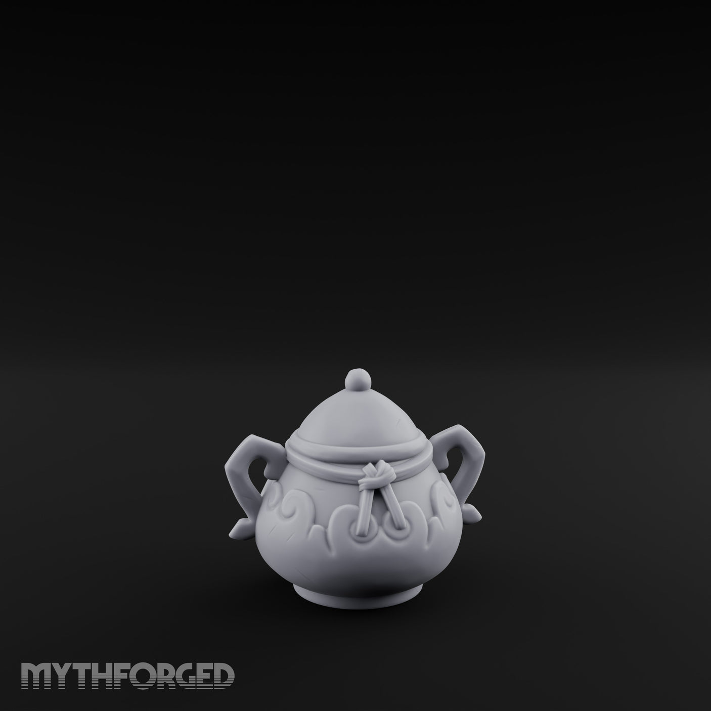 Scroll-Etched Knob-Lidded Decorative Ceramic Urn gallery 7