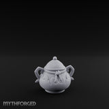 Scroll-Etched Knob-Lidded Decorative Ceramic Urn gallery 7