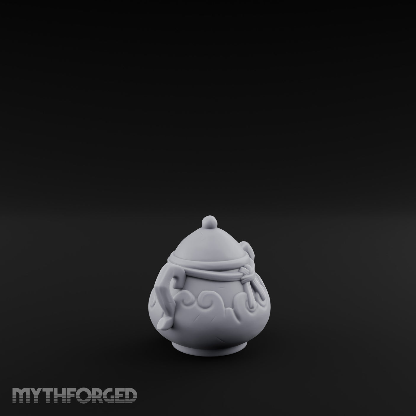 Scroll-Etched Knob-Lidded Decorative Ceramic Urn gallery 8