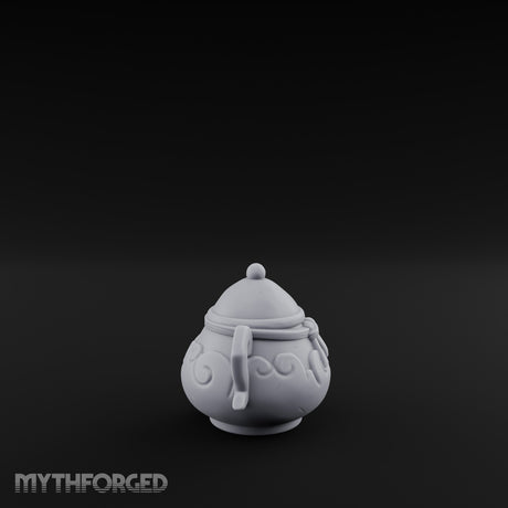 Scroll-Etched Knob-Lidded Decorative Ceramic Urn Miniature for Dungeons and Dragons, Pathfinder or other TTRPGs