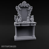 Scroll-Framed Potion-Scattered Noble Vanity Dresser Miniature for Dungeons and Dragons, Pathfinder or other TTRPGs