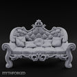 Scroll-Legged Pillow-Laden Noble Settee Miniature for Dungeons and Dragons, Pathfinder or other TTRPGs