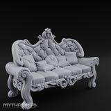 Scroll-Legged Pillow-Laden Noble Settee Miniature for Dungeons and Dragons, Pathfinder or other TTRPGs