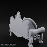 Scroll-Legged Pillow-Laden Noble Settee Miniature for Dungeons and Dragons, Pathfinder or other TTRPGs
