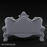 Scroll-Legged Pillow-Laden Noble Settee Miniature for Dungeons and Dragons, Pathfinder or other TTRPGs