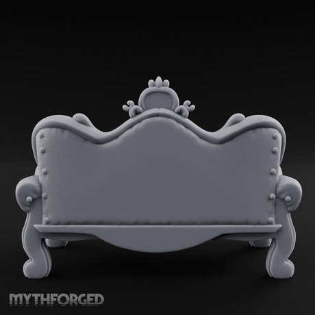 Scroll-Legged Pillow-Laden Noble Settee Miniature for Dungeons and Dragons, Pathfinder or other TTRPGs