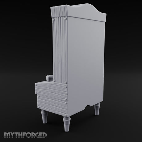 Scroll-Pinned Fleur-Carved Scholar's Bureau Bookcase Miniature for Dungeons and Dragons, Pathfinder or other TTRPGs