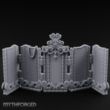Scroll-Topped Bead-Draped Noble Folding Screen Miniature for Dungeons and Dragons, Pathfinder or other TTRPGs