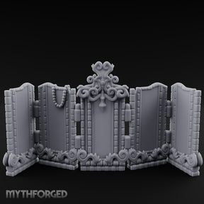 Scroll-Topped Bead-Draped Noble Folding Screen Miniature for Dungeons and Dragons, Pathfinder or other TTRPGs