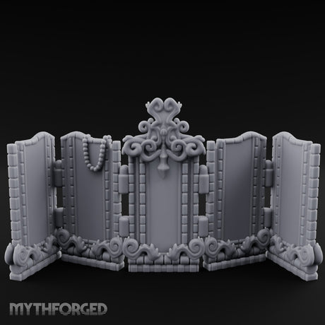 Scroll-Topped Bead-Draped Noble Folding Screen Miniature for Dungeons and Dragons, Pathfinder or other TTRPGs