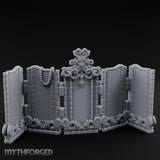 Scroll-Topped Bead-Draped Noble Folding Screen Miniature for Dungeons and Dragons, Pathfinder or other TTRPGs