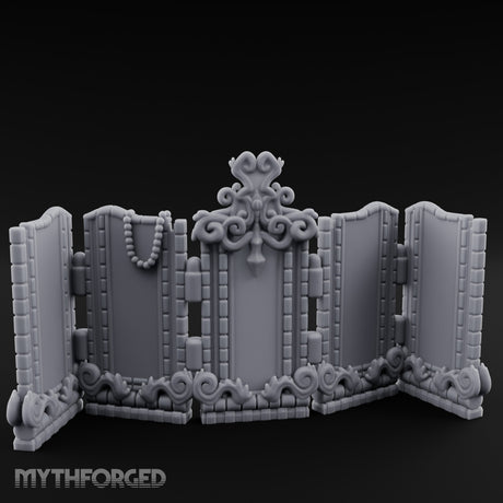 Scroll-Topped Bead-Draped Noble Folding Screen Miniature for Dungeons and Dragons, Pathfinder or other TTRPGs