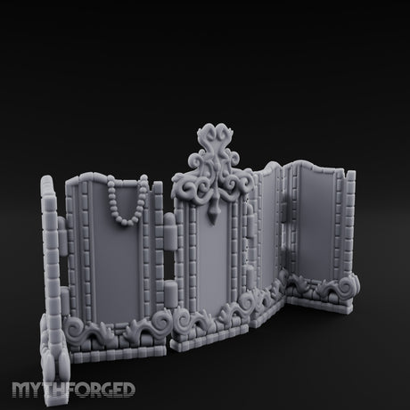 Scroll-Topped Bead-Draped Noble Folding Screen Miniature for Dungeons and Dragons, Pathfinder or other TTRPGs