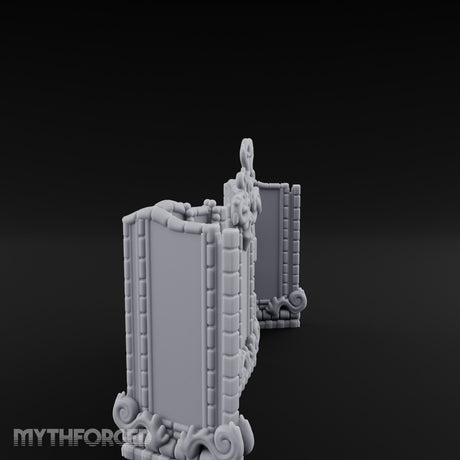 Scroll-Topped Bead-Draped Noble Folding Screen Miniature for Dungeons and Dragons, Pathfinder or other TTRPGs