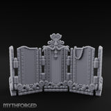 Scroll-Topped Bead-Draped Noble Folding Screen Miniature for Dungeons and Dragons, Pathfinder or other TTRPGs
