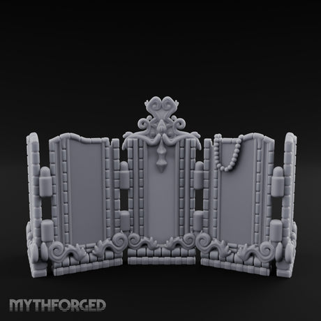 Scroll-Topped Bead-Draped Noble Folding Screen Miniature for Dungeons and Dragons, Pathfinder or other TTRPGs