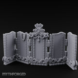 Scroll-Topped Bead-Draped Noble Folding Screen Miniature for Dungeons and Dragons, Pathfinder or other TTRPGs