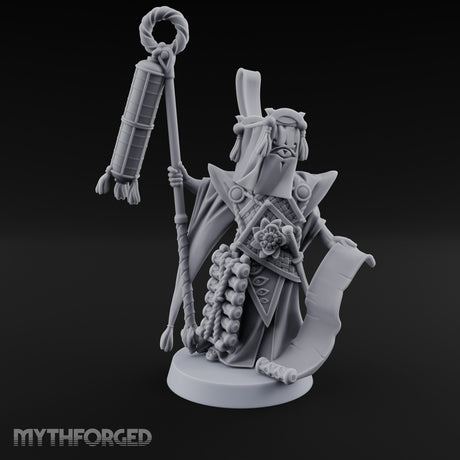 Scroll Unfurling Human Thunder Mage Miniature for Dungeons and Dragons, Pathfinder or other TTRPGs