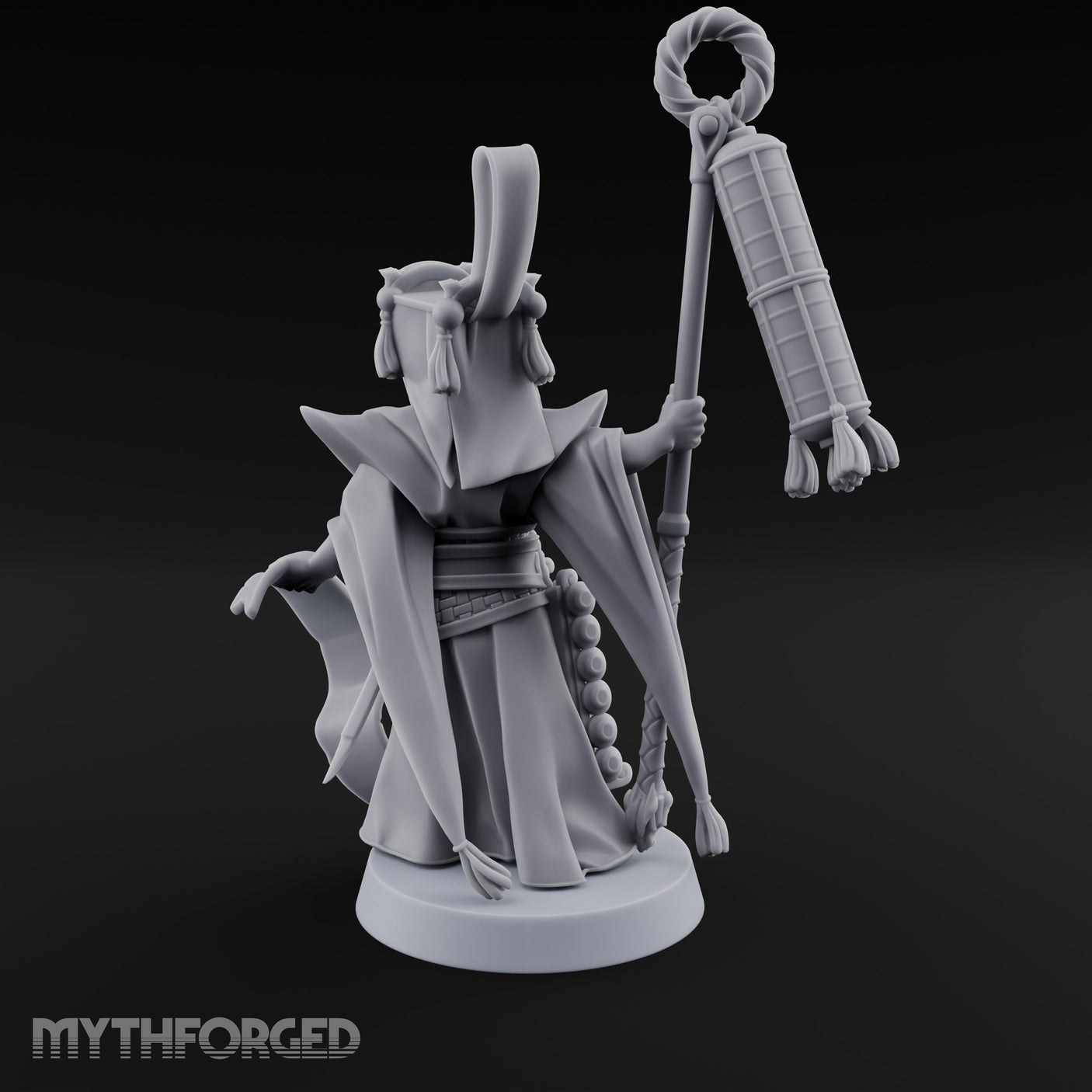 Scroll Unfurling Human Thunder Mage Miniature for Dungeons and Dragons, Pathfinder or other TTRPGs