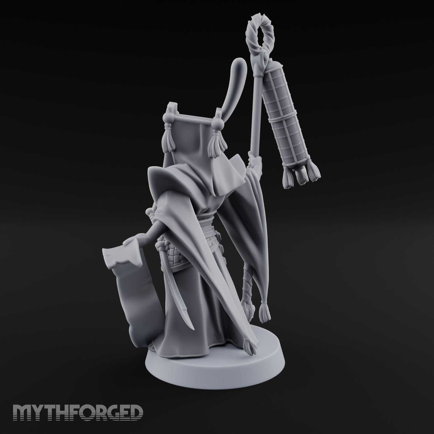 Scroll Unfurling Human Thunder Mage Miniature for Dungeons and Dragons, Pathfinder or other TTRPGs