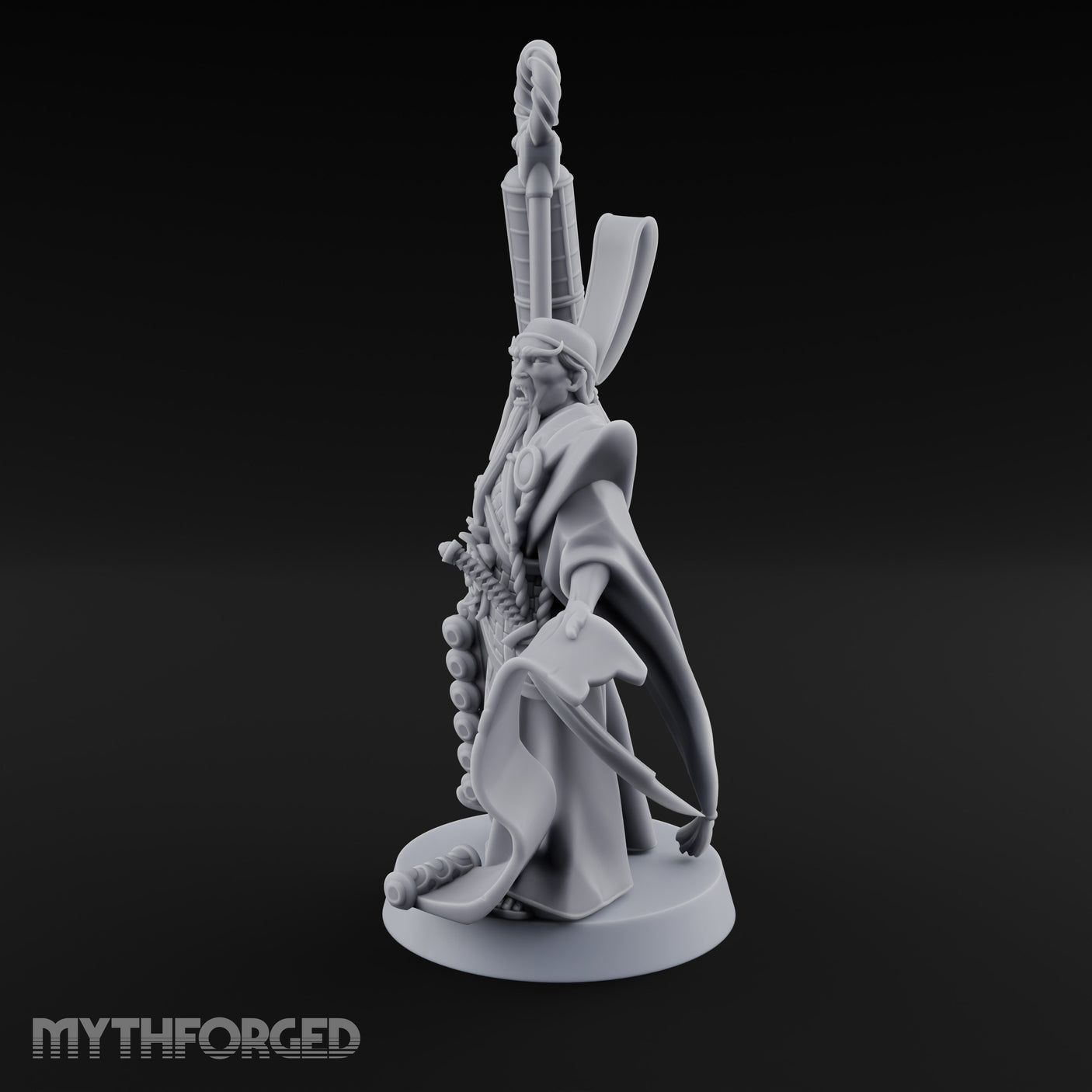 Scroll Unfurling Human Thunder Mage Miniature for Dungeons and Dragons, Pathfinder or other TTRPGs
